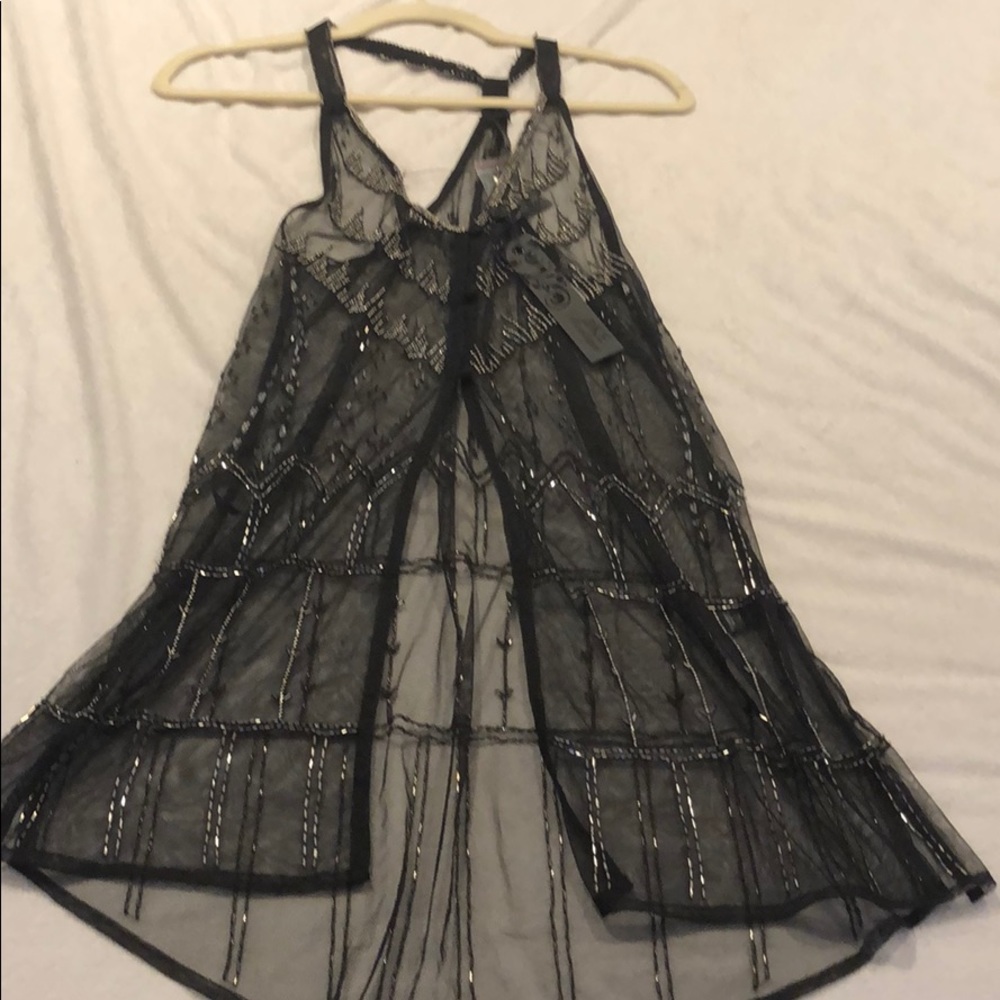 Gorgeous black lace tank with bead detail